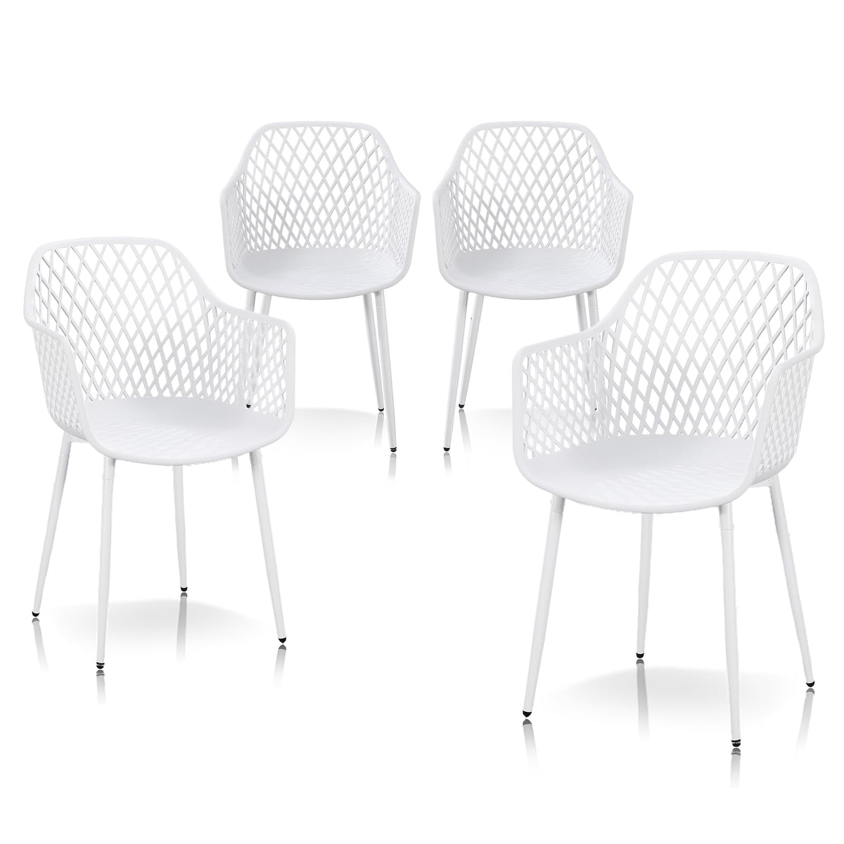 TAO ONE Dining Chairs with Arms, Modern Hollow Back Design Patio Dining Chairs, Living Room Plastic Armrest Side Chair