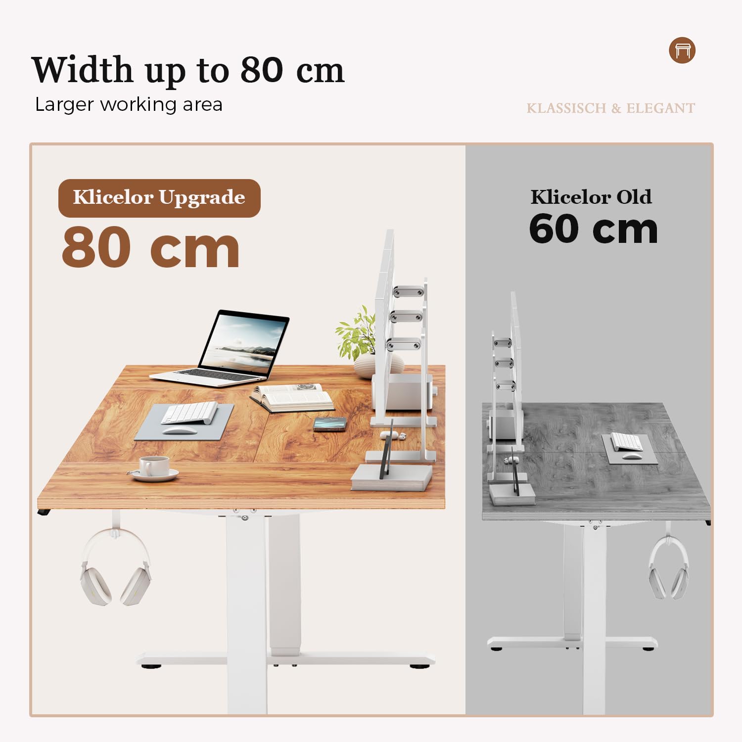 Klicelor Height-Adjustable Electric Desk, 120x80 cm Sit-Stand Office Desk, Computer Desk with Memory Function, Standing Desk