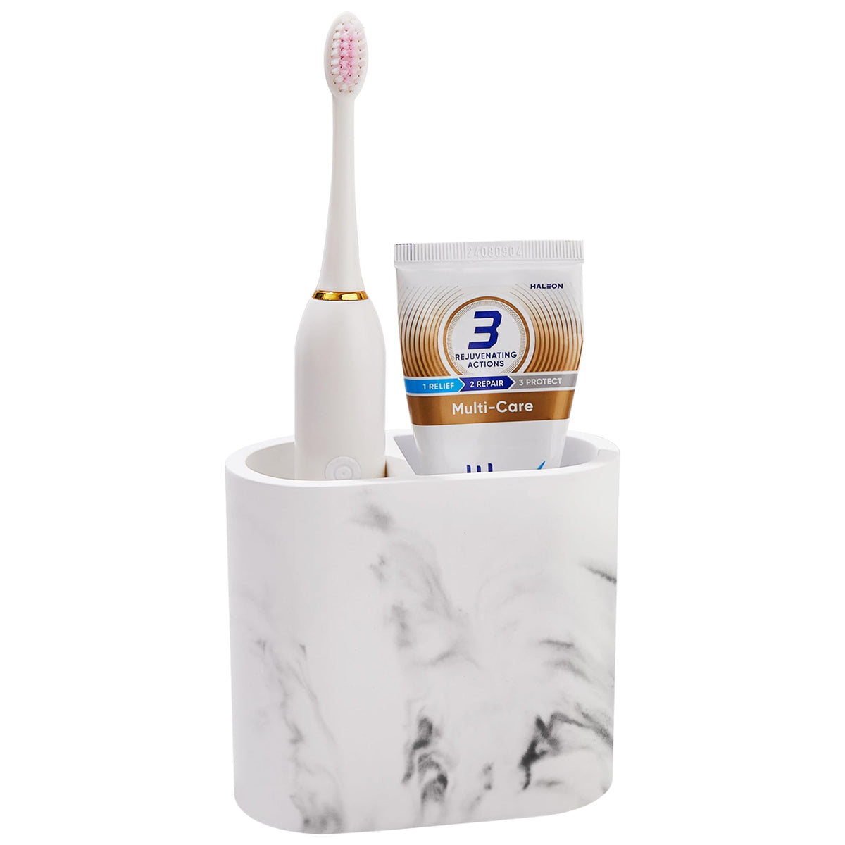 Diatomite Toothbrush Holders for Bathrooms, Electric Tooth Brush and Toothpaste Holder for Bathroom Countertop, Marble White Bathroom Accessories