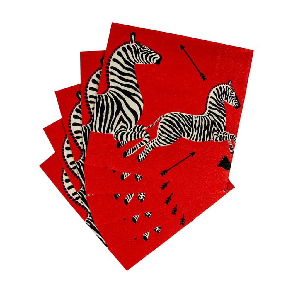 Entertaining with Caspari Cocktail Napkins, Zebras Red, Pack of 20