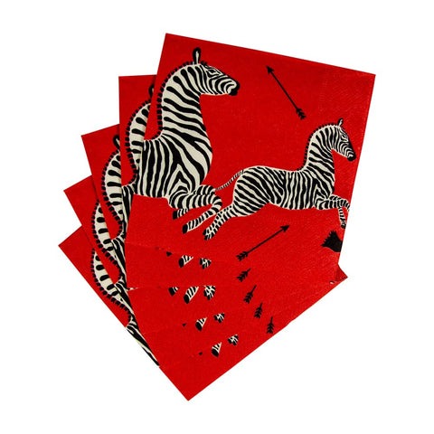 Entertaining with Caspari Cocktail Napkins, Zebras Red, Pack of 20