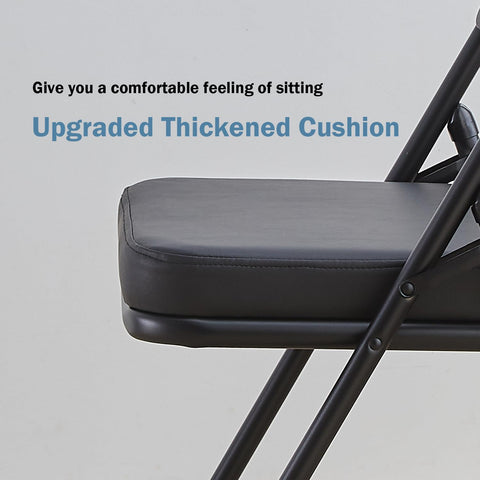 KAIHAOWIN Folding Chairs with Ultra Thick Padded Seat Foldable Chair Indoor Comfortable Metal Chairs with Soft Cushion-Black