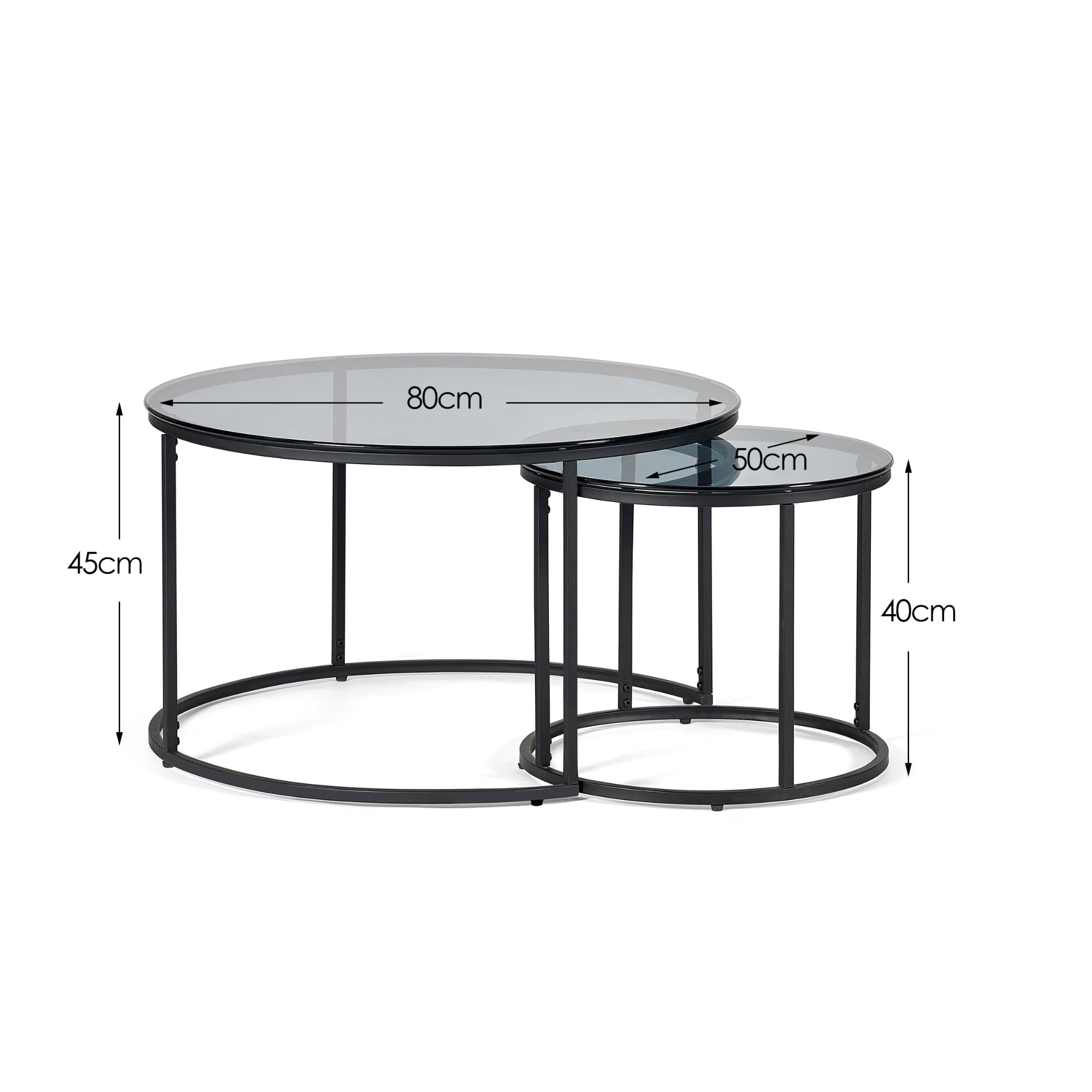 Julian Bowen Chicago Nesting Coffee Tables, Smoked Glass - H45 x W80cm