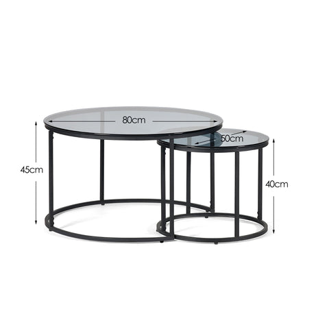Julian Bowen Chicago Nesting Coffee Tables, Smoked Glass - H45 x W80cm