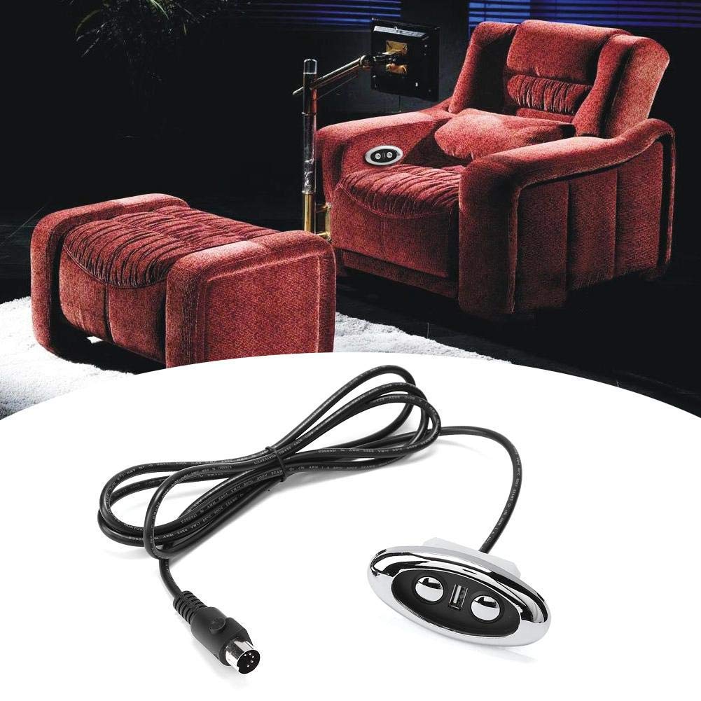 Hililand 2 Button Sofa Controller with LED Backlight USB Port, Lift Chair Power Recliner Hand Control Input 12-29V USB Output 5V-2A