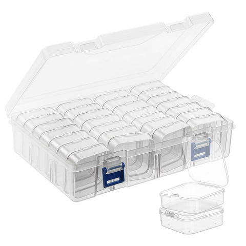 AUAUY Bead Organizer Box, 29Pcs Clear Plastic Storage Containers for Beads