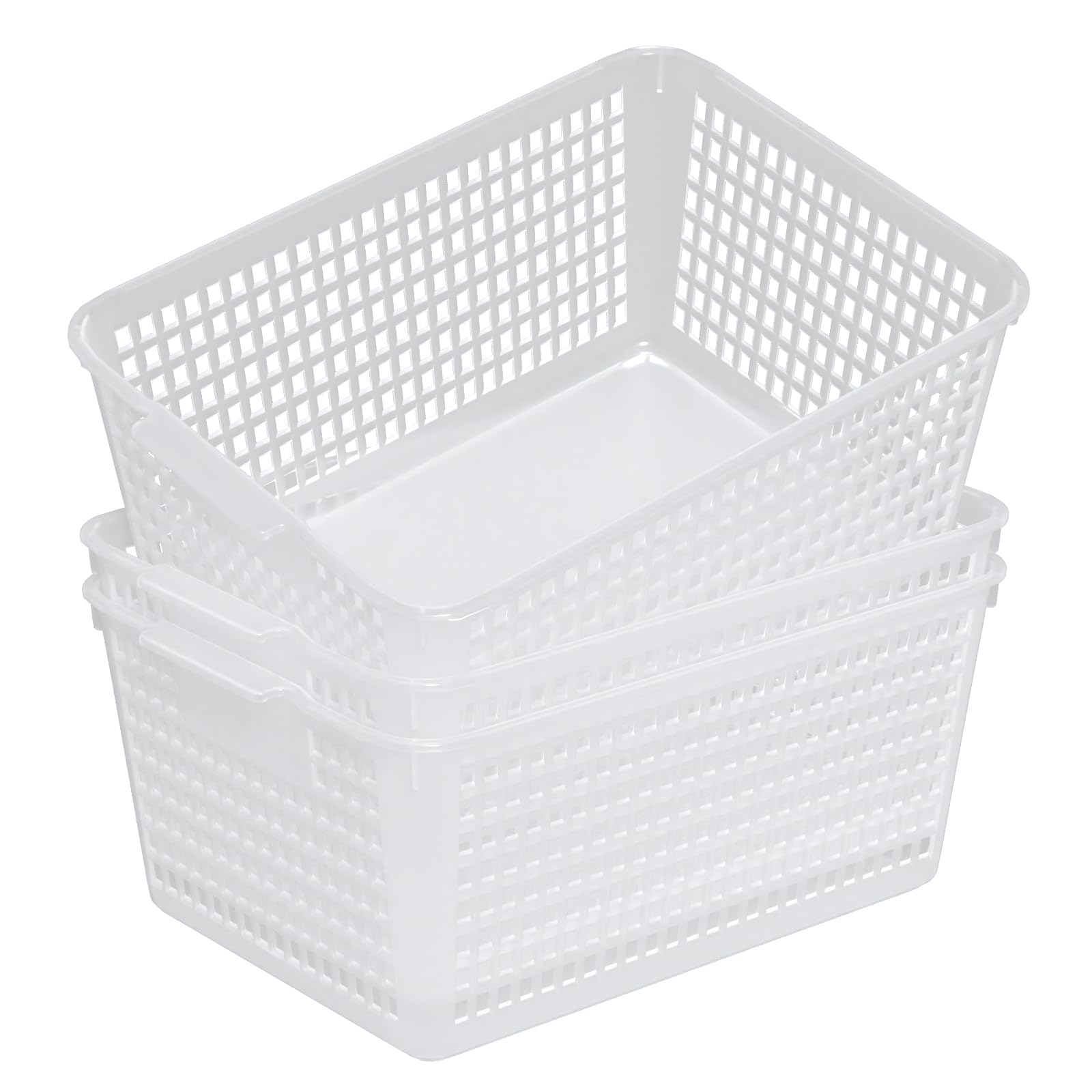 Qskely 3-Pack Large Plastic Storage Basket, Clear Kitchen Cupboard Baskets