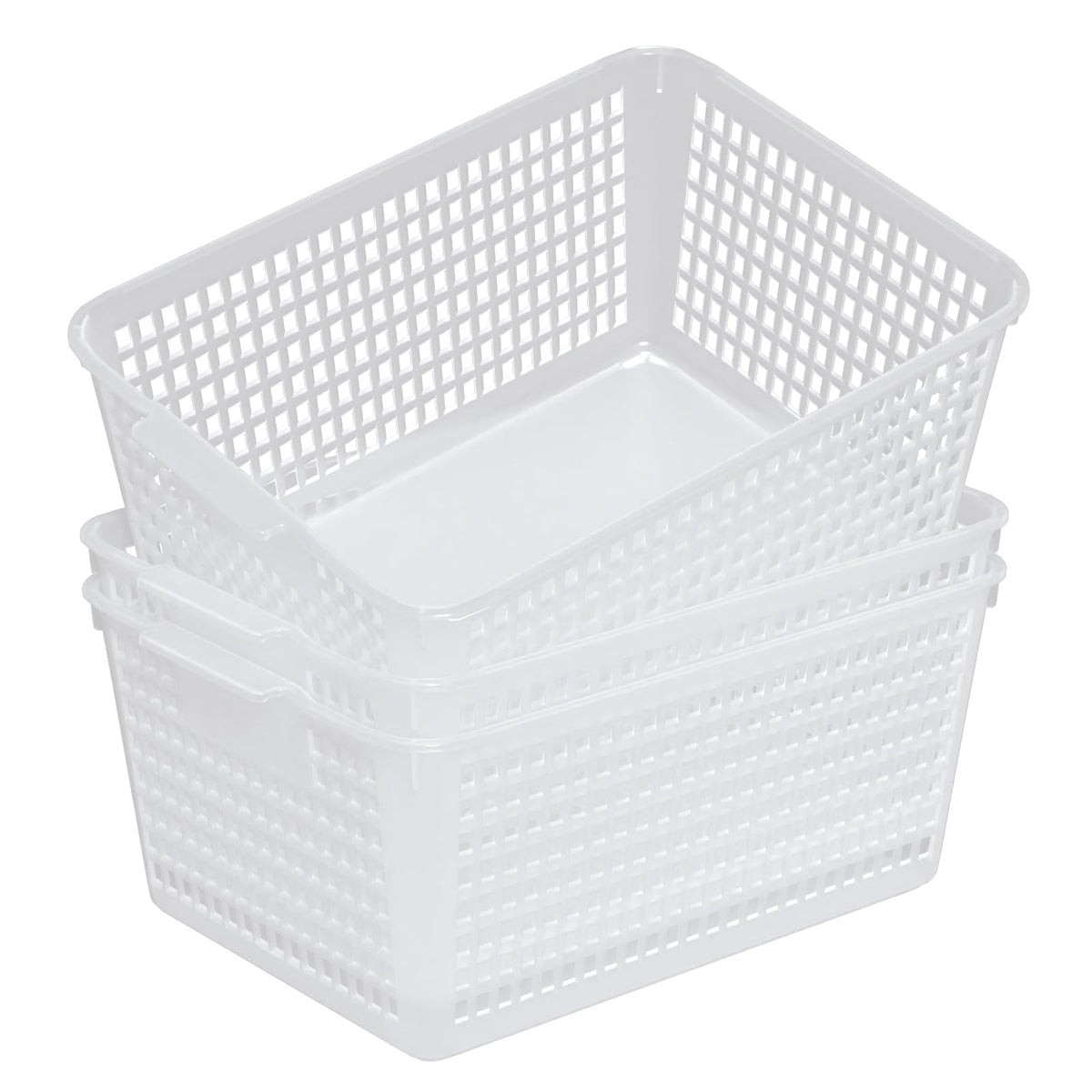 Qskely 3-Pack Large Plastic Storage Basket, Clear Kitchen Cupboard Baskets