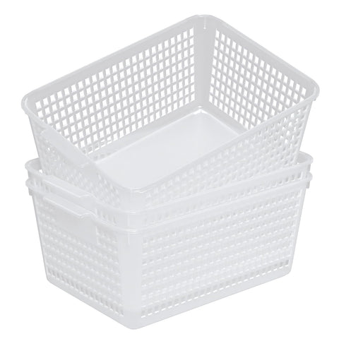 Qskely 3-Pack Large Plastic Storage Basket, Clear Kitchen Cupboard Baskets
