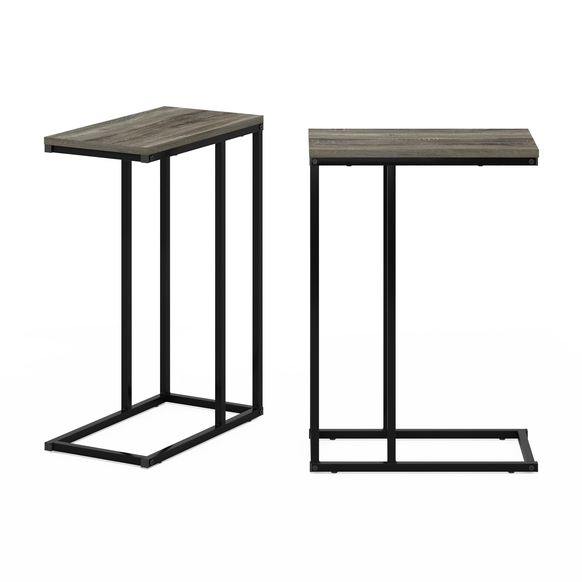 Furinno CAMNUS Side Table Set of 2, C-shape Sofa End Table for Couch, Metal Frame Night Stand, Bedside Table, for Living Room, Bedroom