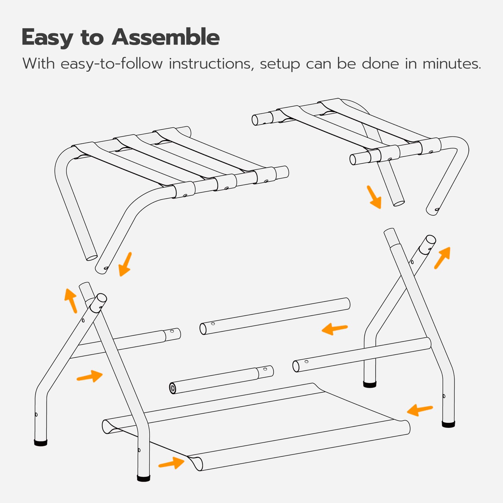 HOOBRO Luggage Rack, Folding Suitcase Stand with Fabric Storage Shelf