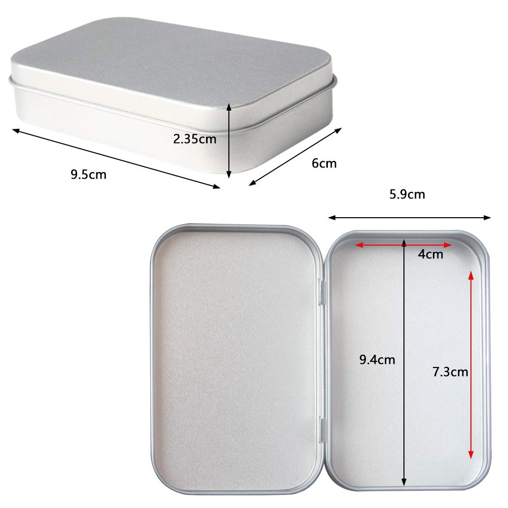 DARUITE Small Metal Tins with Lids, Rectangular Empty Hinged Tins, 6 Pcs