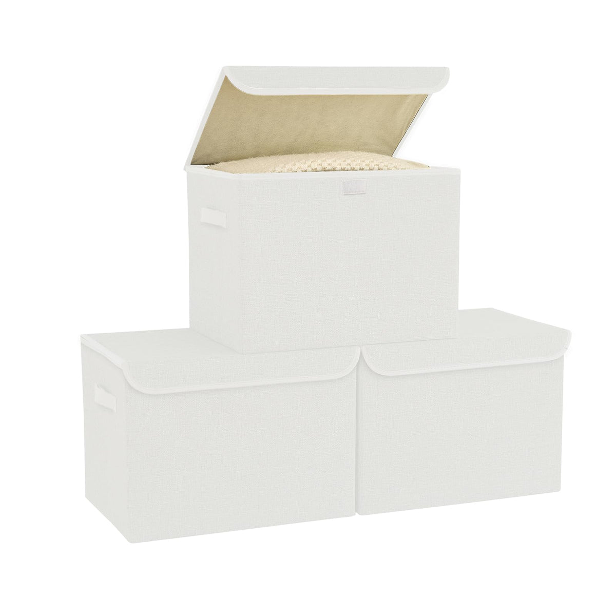Bagnizer Medium Collapsible Storage Baskets Foldable with Lids 3PCS