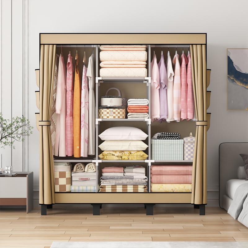 lishbie Portable Fabric Wardrobe,130x45x172cm Foldable Storage Closet