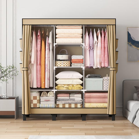 lishbie Portable Fabric Wardrobe,130x45x172cm Foldable Storage Closet