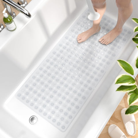 HITSLAM Bath Mat Non Slip Anti Mould, 89 x 40 cm Long Non Slip Shower Mat for Inside Shower