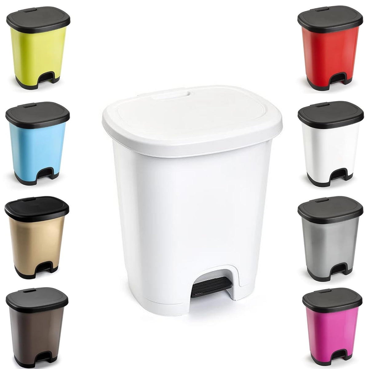 plastific 27L Slim Pedal Bin, Soft Close Step Trash Can for Kitchen & Home