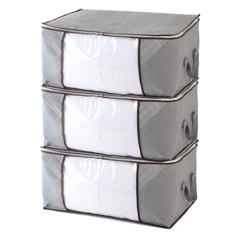VLikeze Foldable Storage Bags, 84L Waterproof Anti-Mold Moisture Proof Large Capacity Thick Nonwoven Clothing Storage Bags for Comforters, Blankets