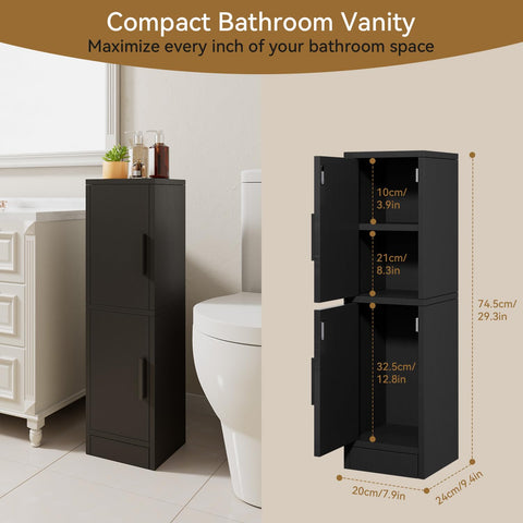 IBUYKE Small Bathroom Storage Cabinet, Narrow Floor Corner Cabinet WBS002B