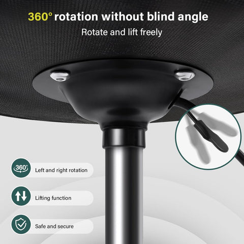 BFTOU Square Swivel Stool on Wheels Perfect for Work SPA Shop Massage Height-Adjustable and Cost-Effective Rolling Stool Chair with Back Black
