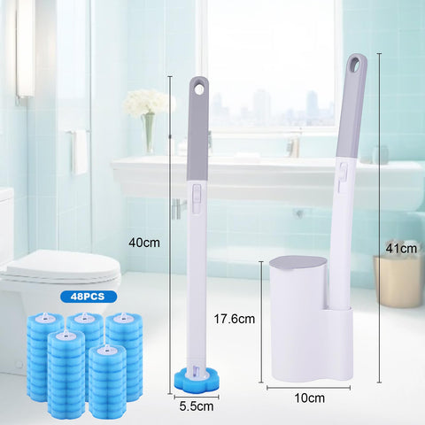 wlich Disposable Toilet Brush 48 Refills, Wall Mounted Holder for Bathroom