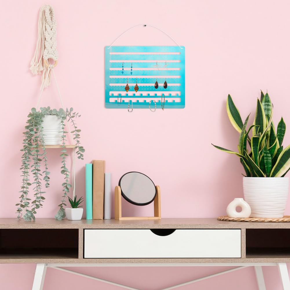 DICOSMETIC Iridescent Acrylic Hanging Earring Organizer Wall Mounted Jewelry Organizer Hanging Jewellry Storage Board Large Capacity Jewelry Holder