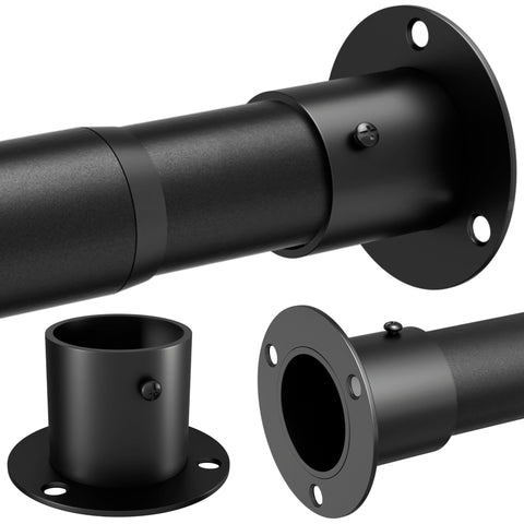 Wardrobe Pole, Wardrobe Rail Adjustable Clothes Rail with Screws and Sockets, Hanging Rod for Wardrobe and Bedroom, 85-160CM/Diameter 32MM，Black