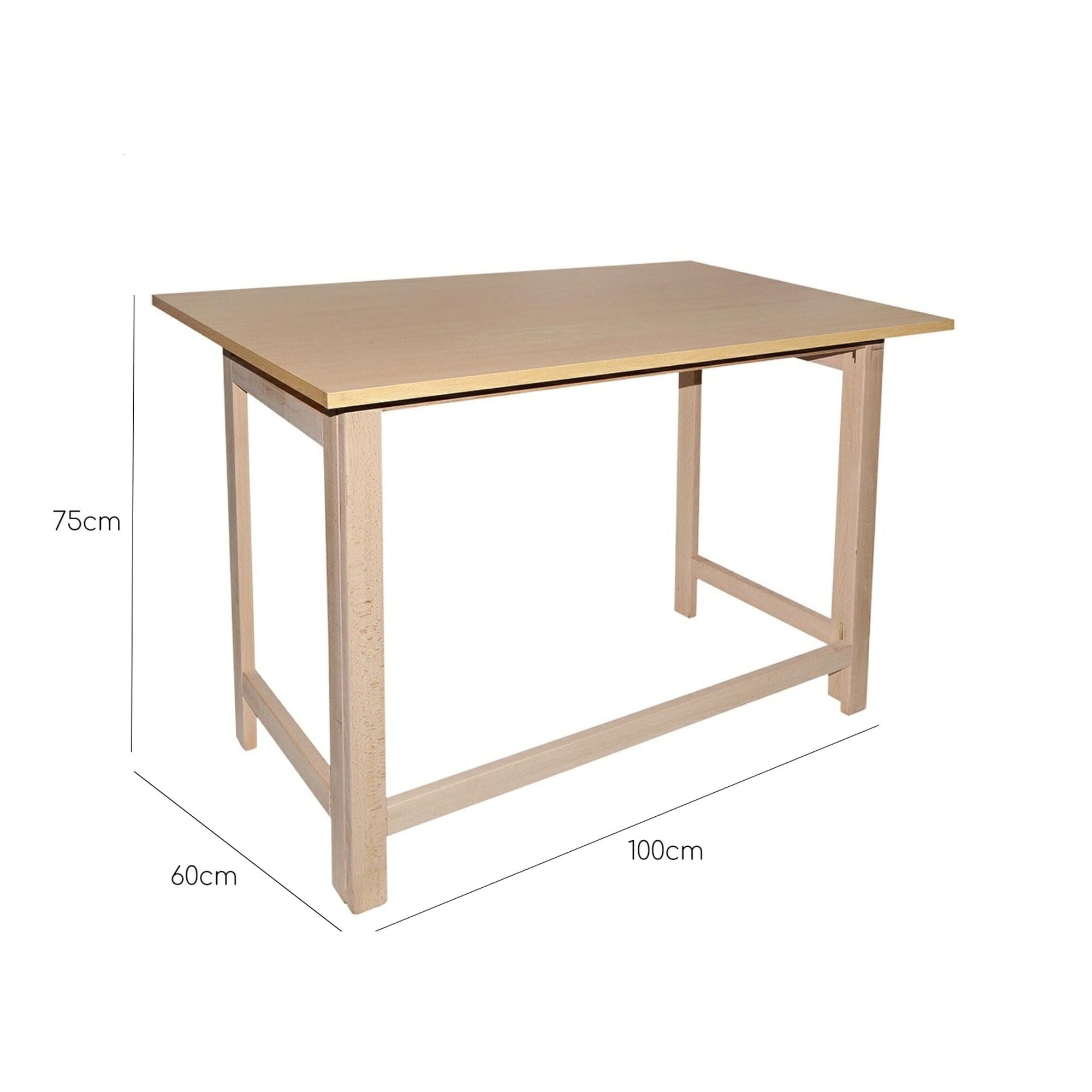 Mueblear 7015 Wooden Folding Table without Polish 100 x 60 x 75 cm