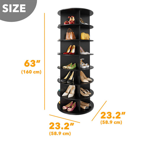 SpaceAid 7 Tier Rotating Shoe Rack Tower, Spinning Shoe Display Lazy Susan, Revolving 360 Shoe Rack Storage Round Carousel