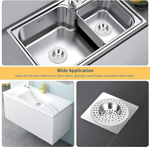 (Set of 2) Stainless Steel Kitchen Sink Strainer Plug with Upgrade Handle, Standard Strainer Drain Protector for Bathroom/Kitchen