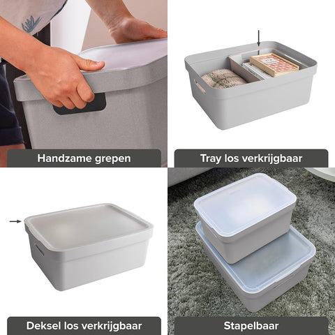 Sunware Sigma Home Storage Box, Light Grey, 24 Litre