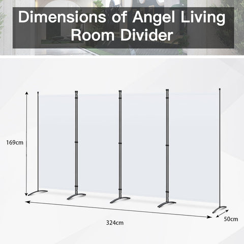 Angel Living 4 Panels Folding Room Divider | Privacy Screen with Polyester Fabric & Sturdy Iron Frame | Freestanding Partition for Office, Bedroom