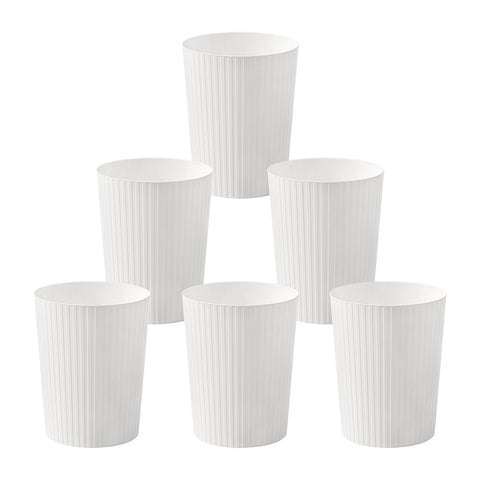Cetomo 7.2L*6 Plastic Waste Paper Bin, Trash Can, Small Bins, Bedroom Bin, Round Waste Basket with Solid Stripe for Kitchen Rooms, Nesting, Matte