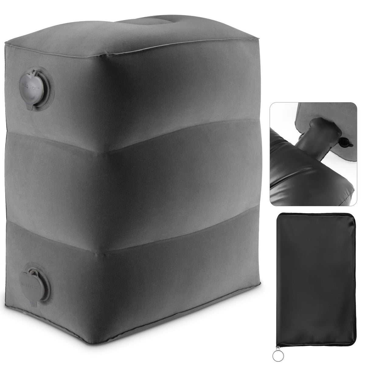 Maliton Inflatable Airplane Foot Rest with Pump Bag (Darkgrey, 1 Pack)