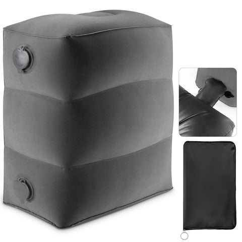 Maliton Inflatable Airplane Foot Rest with Pump Bag (Darkgrey, 1 Pack)