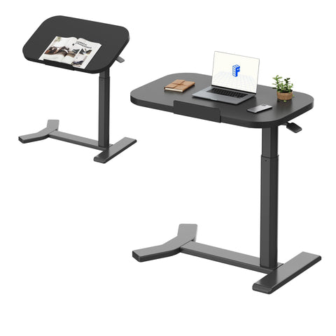 FLEXISPOT Overbed Table with Wheels, Adjustable Height Bedside Table, Rolling Laptop Desk for Bed Sofa, Small Standing Desk 60 x 40 cm
