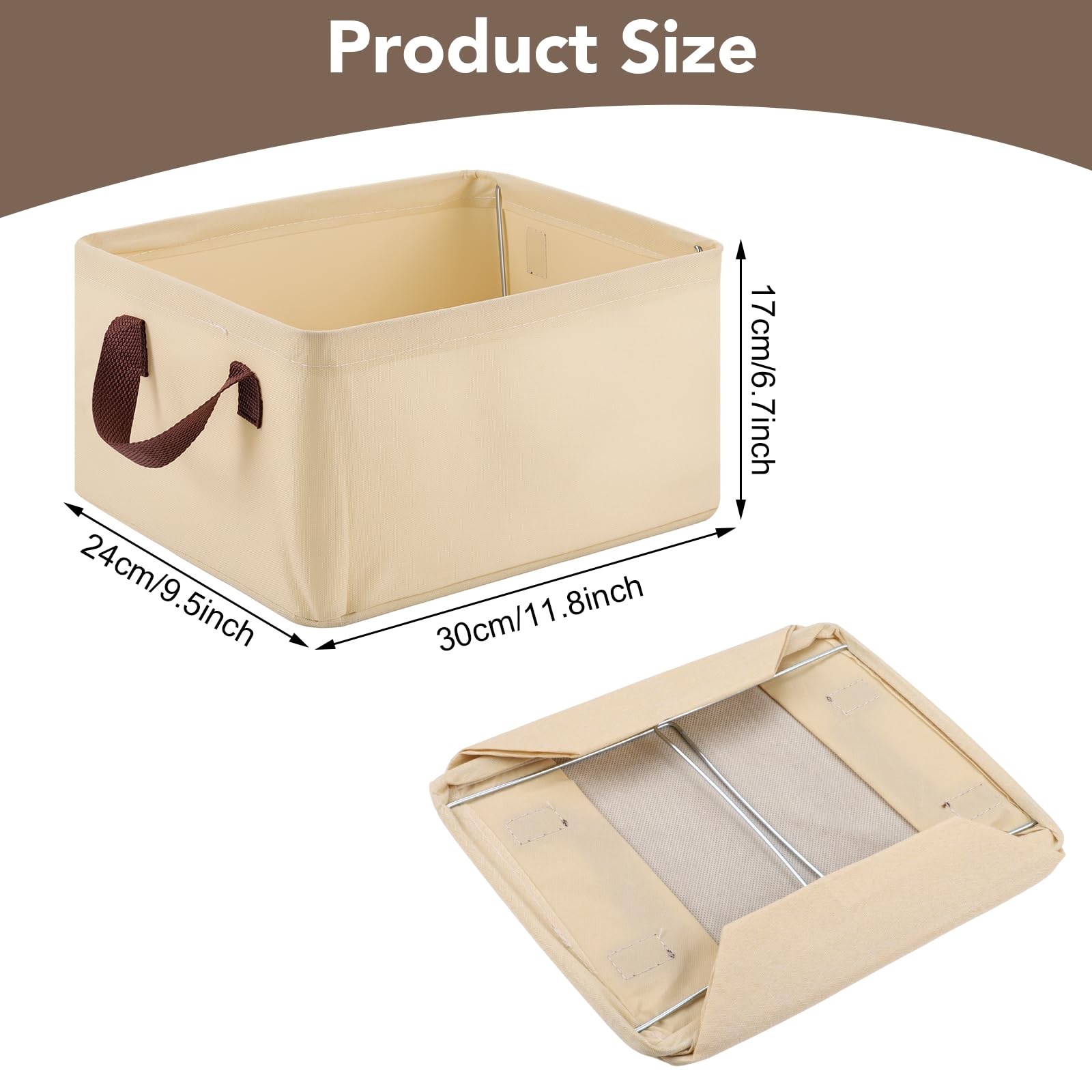 4 Pack Storage Baskets for Shelf, Small Closet Organizers and Storage Beige
