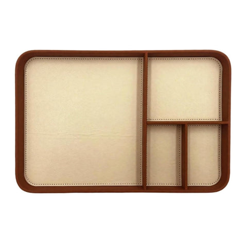 HapSmile PU Leather Valet Tray,30 x 20 cm Stylish Nightstand Organizer Bedside Desk tray for Watch, Keys, Phone, Wallet, Coin, Jewelry