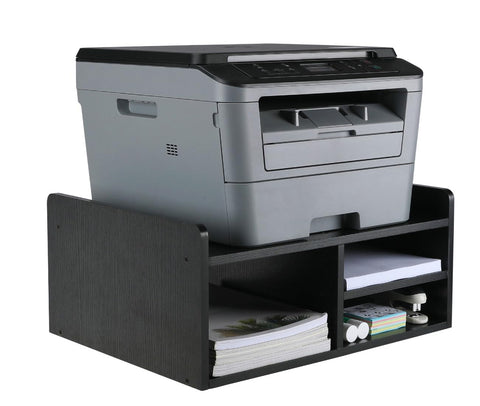 EasyPAG Desktop Wood 2 Tier Printer Stand with Storage Fax Shelf Office Desk Tidy Supplies Organiser A4 Paper Holder,Black
