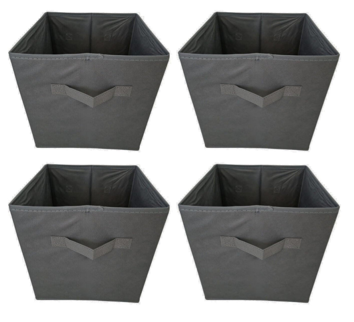 Aryllis Folding Storage Boxes, Dark Grey, Pack of 4, Collapsible Fabric Storage Cubes - 27cm x 27cm