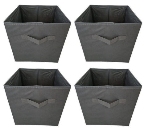 Aryllis Folding Storage Boxes, Dark Grey, Pack of 4, Collapsible Fabric Storage Cubes - 27cm x 27cm