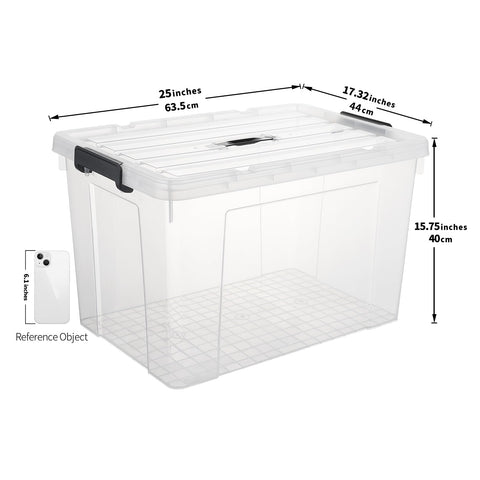 Cetomo 90L*3 Storage Boxes, Carry Plastic Storage Box with Lids, Clear Organizing Container with Handle and Secure Latches