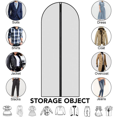 Garment Bags,5PCS Dustproof Garment Covers PEVA Translucent Clothes Covers with Zip Moth Proof Suit Protector Bags Waterproof Dress Covers for Shirts