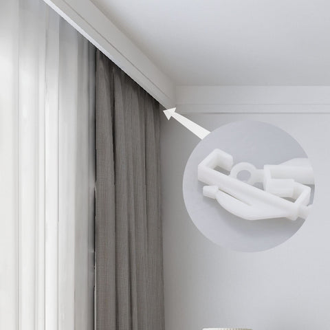 50 PCS White Plastic Curtain Sliding Hooks for Track Window, Shower and Door - Rail Gliders