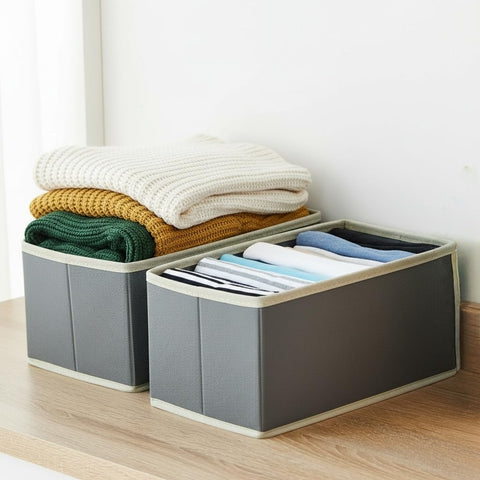 Nesrefyn 6-Pack Drawer Dividers & Organisers for Wardrobe – Foldable Storage Organisers for Clothes, Underwear, Socks, Bras, Accessories, Grey