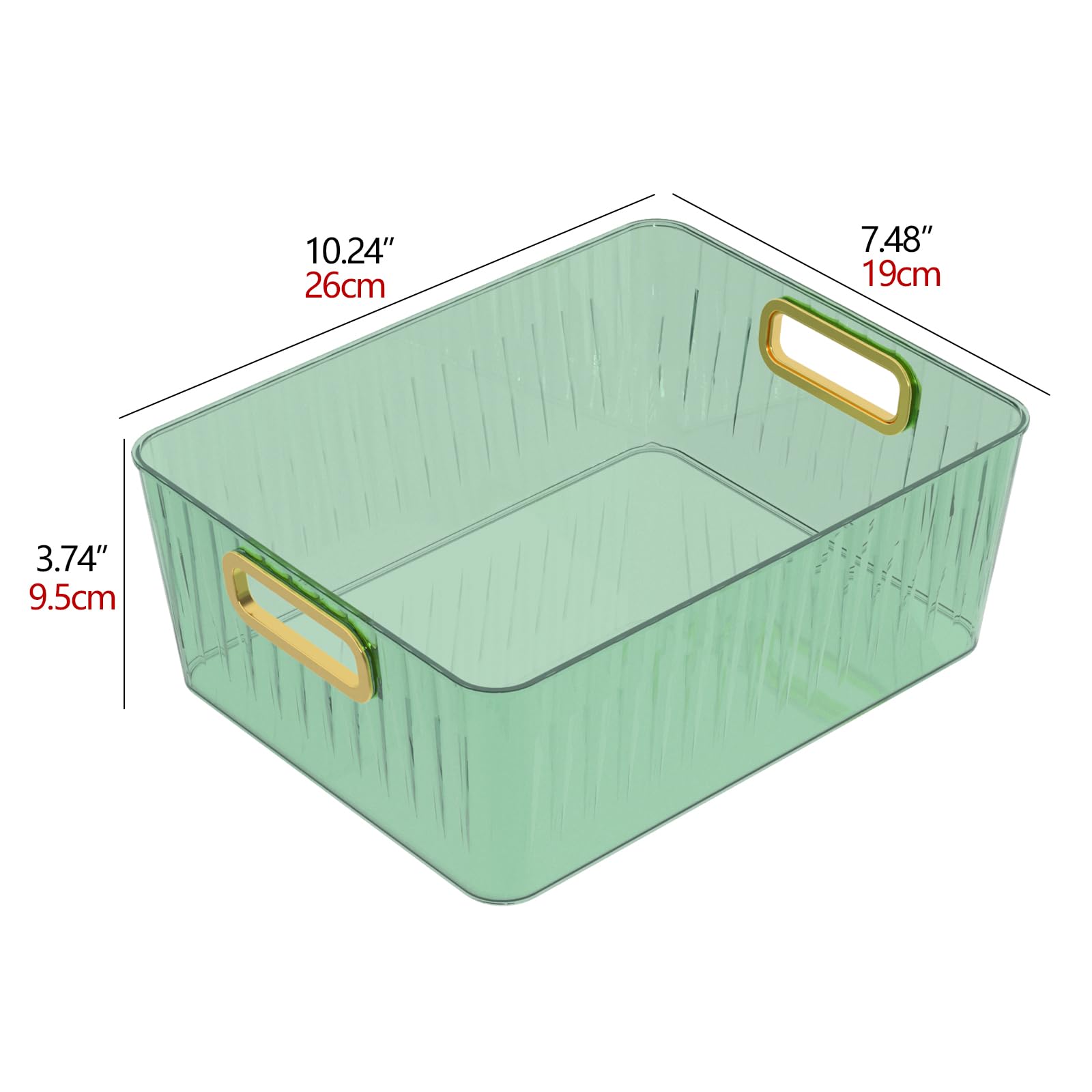 Readsky Green Clear Cosmetic Storage Basket, Plastic Clear Storage Bin, 6 Pack