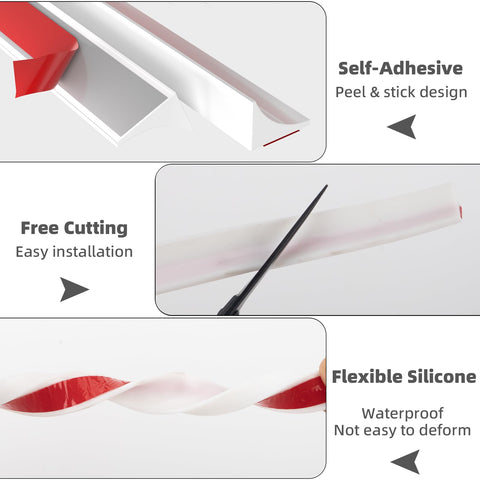Esufeir 39"/1M White Wet Room Floor Barrier for Bathroom,Shower Tray