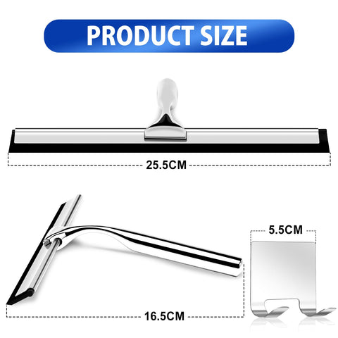 Shower Squeegee, Stainless Steel Window Squeegee, Shower Screen Wiper Squeegee Cleaner Tool for Bathroom, Glass Doors, Windows, Mirror, Car, Kitchen