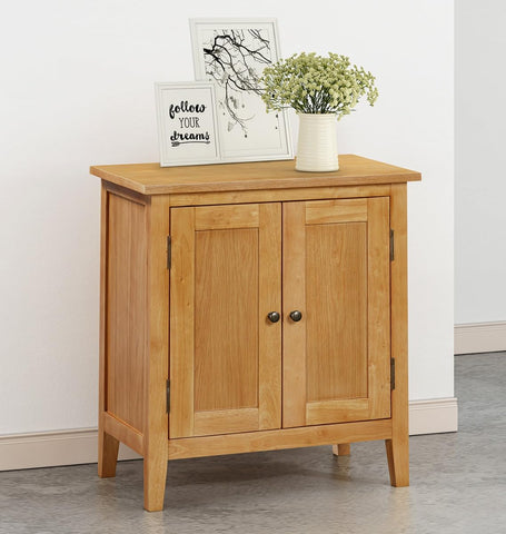 Hallowood Furniture Aston 2-Door Small Oak Cupboard with Internal Shelf