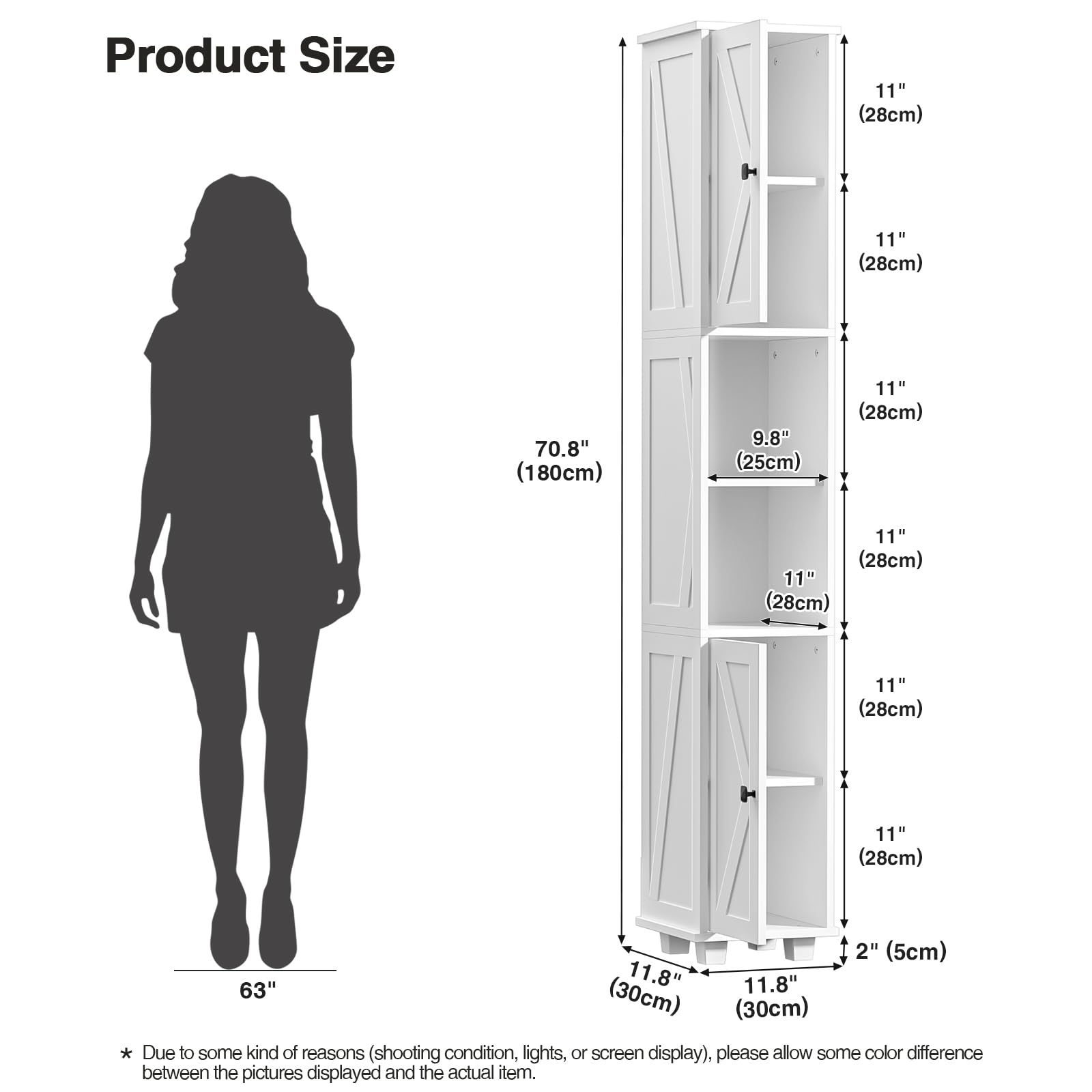 Skokliz Tall Bathroom Cabinet Storage, 180x30x30 cm Bathroom cupboards